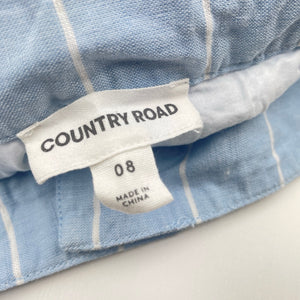 Girls Country Road, cotton lined linen blend shorts, adjustable, GUC, size 8,  