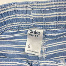 Load image into Gallery viewer, Boys Anko, blue &amp; white stripe cotton shorts, elasticated, EUC, size 6,  