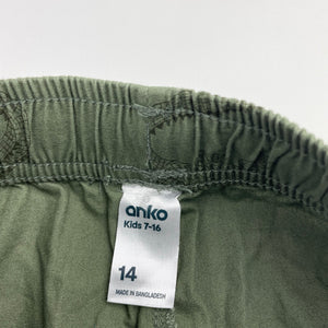 Boys Anko, khaki cotton shorts, elasticated, crocodiles, EUC, size 14,  