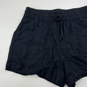 Girls Anko, black viscose / linen shorts, elasticated, EUC, size 10,  
