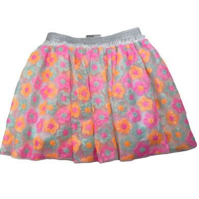 Girls Mango, lined floral tulle & sequin skirt, elasticated, L: 34cm, EUC, size 6,  