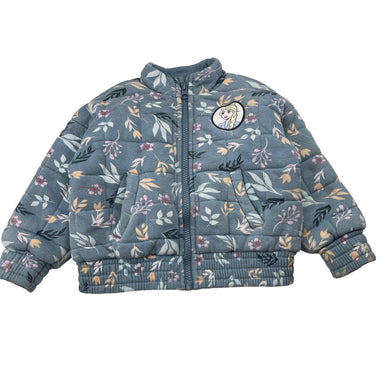Girls Disney, Frozen, cotton-lined wadded floral jacket, FUC, size 2,  