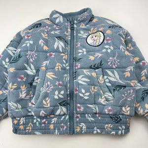Girls Disney, Frozen, cotton-lined wadded floral jacket, FUC, size 2,  