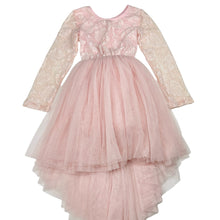 Load image into Gallery viewer, Girls Designer Kidz, floral lace &amp; tulle party dress, GUC, size 4, L: 53 at front