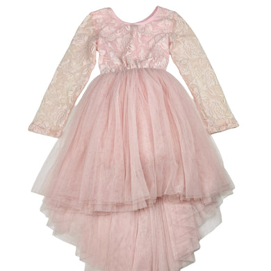 Girls Designer Kidz, floral lace & tulle party dress, GUC, size 4, L: 53 at front