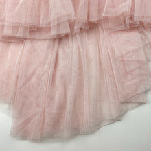 Load image into Gallery viewer, Girls Designer Kidz, floral lace &amp; tulle party dress, GUC, size 4, L: 53 at front