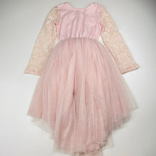 Load image into Gallery viewer, Girls Designer Kidz, floral lace &amp; tulle party dress, GUC, size 4, L: 53 at front
