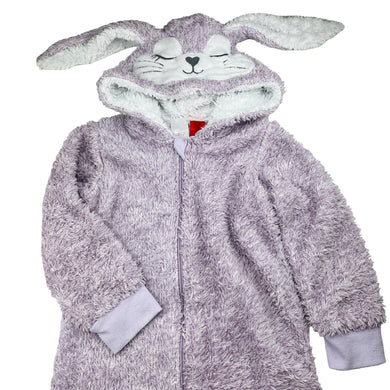 Girls Mango, fleece all-in-one sleepsuit, rabbit, FUC, size 6,  