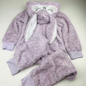 Girls Mango, fleece all-in-one sleepsuit, rabbit, FUC, size 6,  