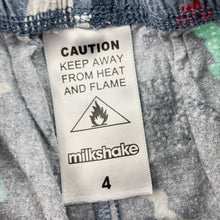 Load image into Gallery viewer, Boys Milkshake, flannel cotton winter pyjama pants / bottoms, dinosaurs, FUC, size 4,  
