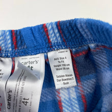 Load image into Gallery viewer, Boys Carter&#39;s, checked fleece pyjama pants / bottoms, GUC, size 4,  