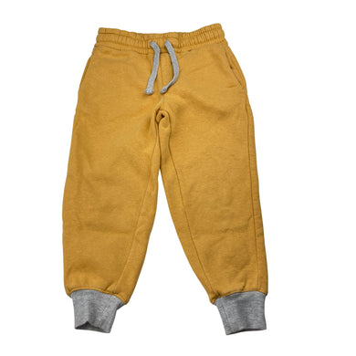 Boys Milkshake, yellow fleece-lined track pants, elasticated, inside leg: 38cm, EUC, size 3,  