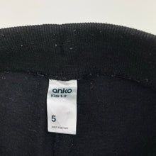 Load image into Gallery viewer, Boys Anko, black fleece-lined track pants, inside leg: 41cm, GUC, size 5,  