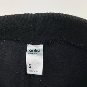Boys Anko, black fleece-lined track pants, inside leg: 41cm, GUC, size 5,  