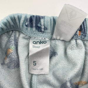Unisex Anko, fleece pyjama pants/bottoms, rabbits, GUC, size 5,  