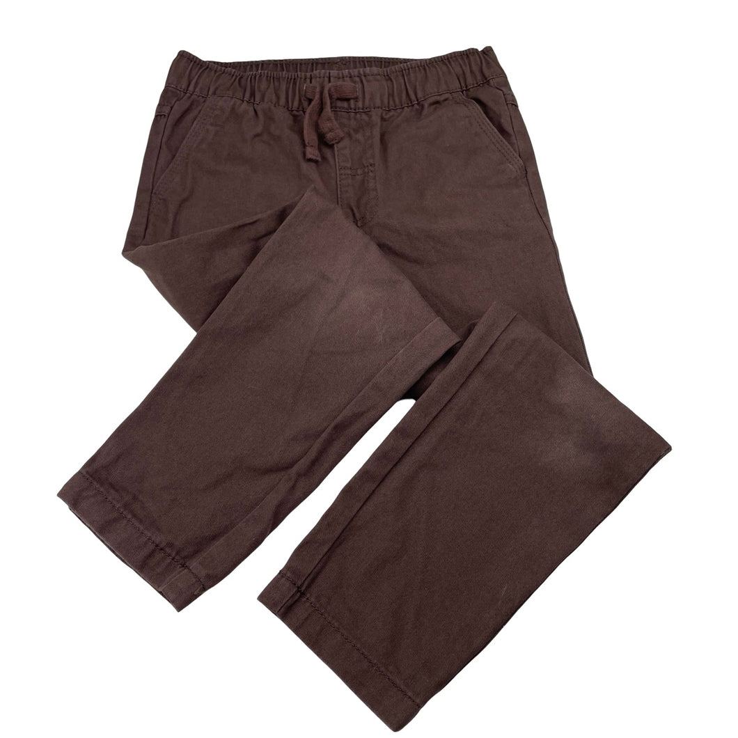 Boys Brilliant Basics, brown cotton pants, elasticated, inside leg: 47.5cm, EUC, size 5,  