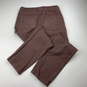 Boys Brilliant Basics, brown cotton pants, elasticated, inside leg: 47.5cm, EUC, size 5,  