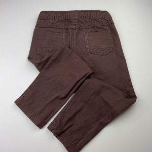 Boys Brilliant Basics, brown cotton pants, elasticated, inside leg: 43.5cm, EUC, size 4,  