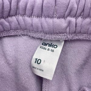 Girls Anko, purple fleece-lined track pants, elasticated, inside leg: 59cm, FUC, size 10,  