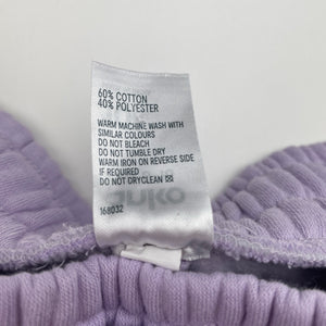 Girls Anko, purple fleece-lined track pants, elasticated, inside leg: 59cm, FUC, size 10,  