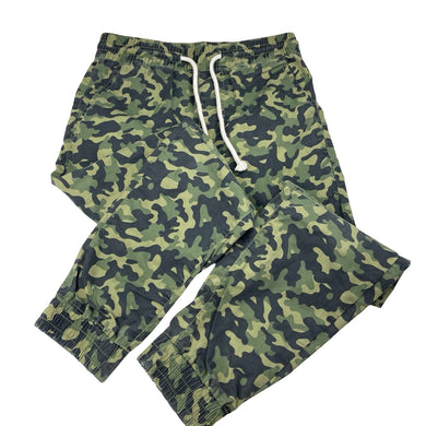 Boys camo print, casual pants, elasticated, waist: 31.5cm across, inside leg: 58cm, GUC, size 10,  