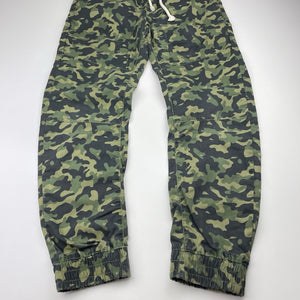 Boys camo print, casual pants, elasticated, waist: 31.5cm across, inside leg: 58cm, GUC, size 10,  