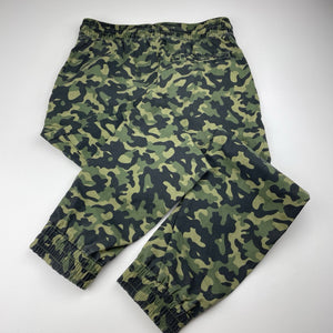 Boys camo print, casual pants, elasticated, waist: 31.5cm across, inside leg: 58cm, GUC, size 10,  