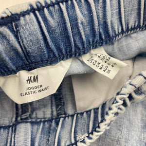 Boys H&M, blue denim jogger pants, elasticated, inside leg: 42.5cm, FUC, size 5,  