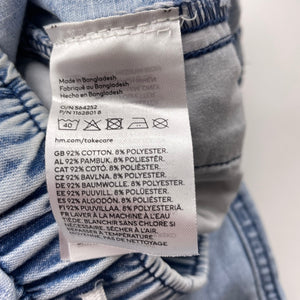 Boys H&M, blue denim jogger pants, elasticated, inside leg: 42.5cm, FUC, size 5,  