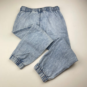 Boys H&M, blue denim jogger pants, elasticated, inside leg: 42.5cm, FUC, size 5,  