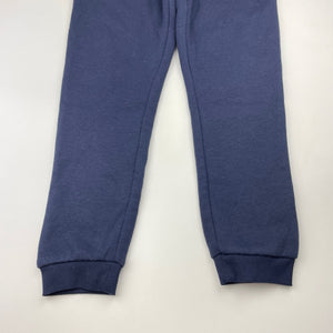 Girls KID, navy fleece-lined track pants, unicorn, inside leg: 48cm, EUC, size 6,  