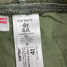 Load image into Gallery viewer, Boys Carter&#39;s, khaki camo print cotton pants, elasticated, inside leg: 38.5cm, EUC, size 4,  