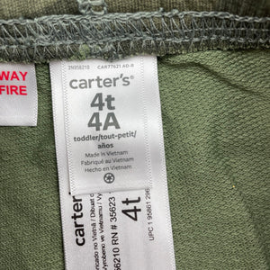 Boys Carter's, khaki camo print cotton pants, elasticated, inside leg: 38.5cm, EUC, size 4,  