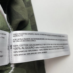 Boys Carter's, khaki camo print cotton pants, elasticated, inside leg: 38.5cm, EUC, size 4,  