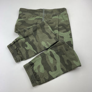 Boys Carter's, khaki camo print cotton pants, elasticated, inside leg: 38.5cm, EUC, size 4,  
