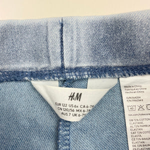 Girls H&M, stretchy lightweight denim pants, elasticared, inside leg: 52cm, GUC, size 7,  