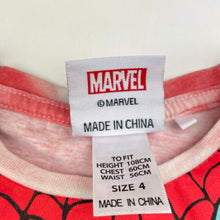 Load image into Gallery viewer, Boys Marvel, Spiderman cotton tee / top (marks lower front), FUC, size 4,  