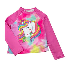 Load image into Gallery viewer, Girls SHEIN, long sleeve rashie / swim top, unicorn, FUC, size 5,  