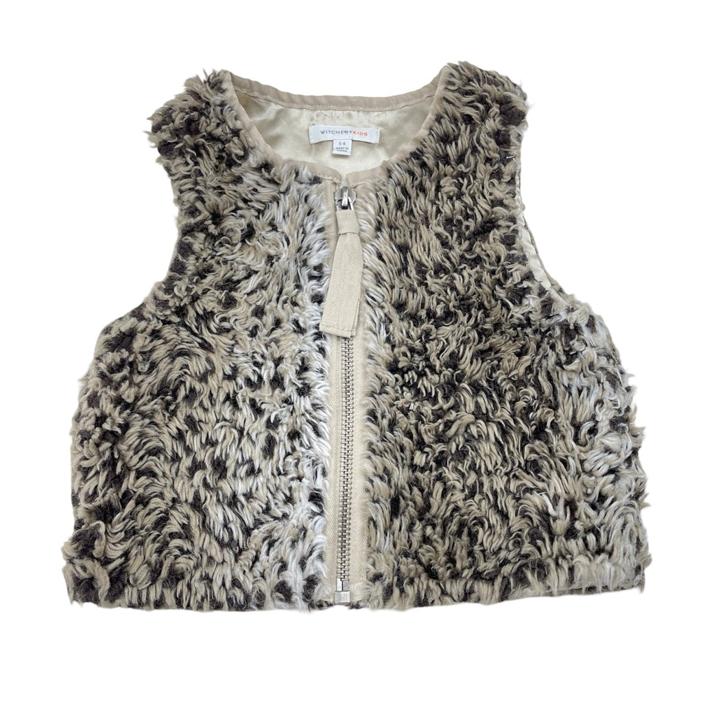 Girls Witchery, lined, zip-up faux fur vest, GUC, size 5-6,  