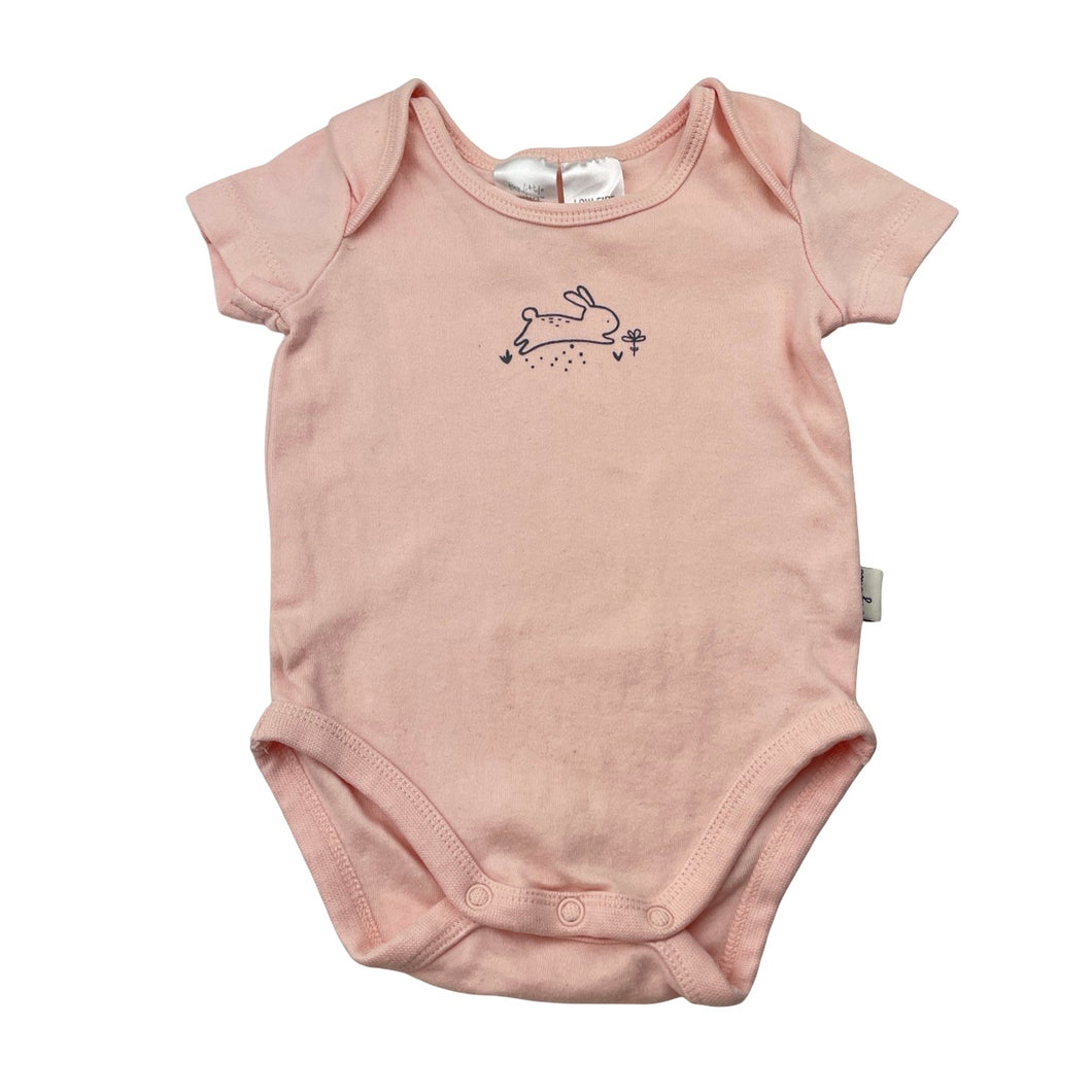 Girls Tiny Little Wonders, organic cotton bodysuit / romper, rabbit, GUC, size 000,  
