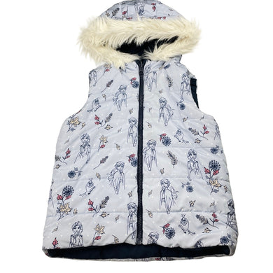 Girls Disney, Frozen Elsa reversible hooded vest / sleeveless jacket, FUC, size 6,  