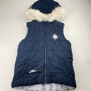 Girls Disney, Frozen Elsa reversible hooded vest / sleeveless jacket, FUC, size 6,  