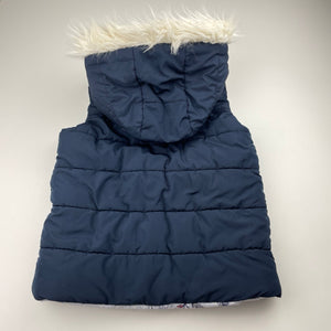 Girls Disney, Frozen Elsa reversible hooded vest / sleeveless jacket, FUC, size 6,  
