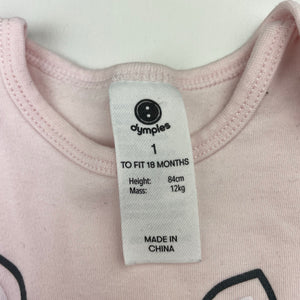 Girls Dymples, pink cotton bodysuit / romper, EUC, size 1,  