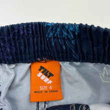 Load image into Gallery viewer, Boys Tilt, lightweight boardshorts, elasticated, dinosaurs, EUC, size 4,  