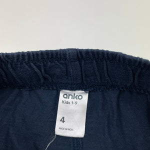 Boys Anko, navy cotton shorts, elasticated, GUC, size 4,  
