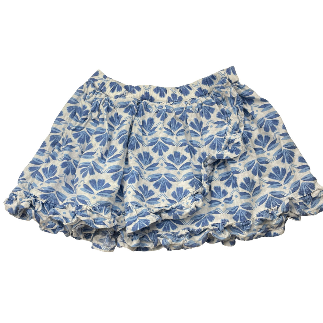 Girls cotton/viscose/linen, blend skirt, elasticated, L: 27cm, GUC, size 6,  