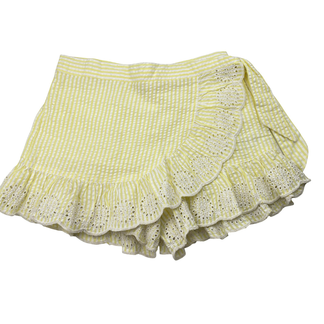 Girls Seed, broderie trim lightweight cotton shorts / skort, elasticated, EUC, size 10,  