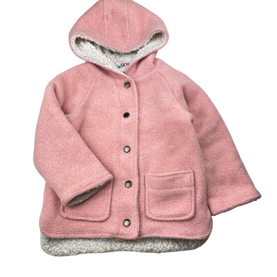 Girls Mango, thick fleece hooded jacket / coat, FUC, size 4,  