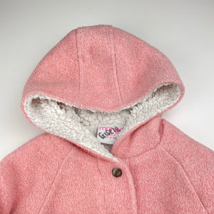 Girls Mango, thick fleece hooded jacket / coat, FUC, size 4,  